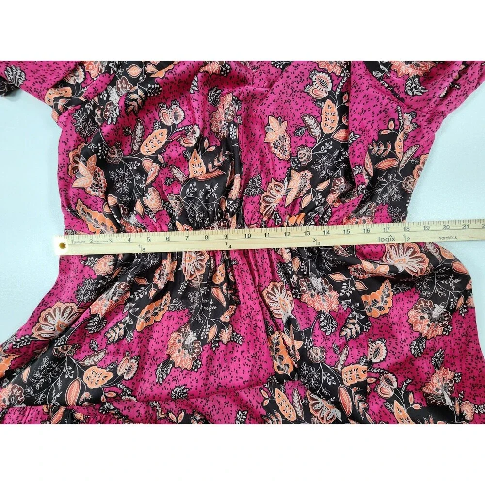 Lane Bryant Dress Size 20 Pink Floral Long Sleeve Midi Dress w/Pockets - Picture 8 of 11
